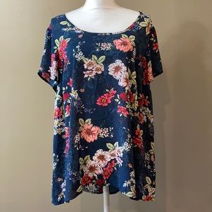 TORRID Floral Hi-Low Short Sleeve Top